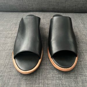 Patina Black Open Toe Mule